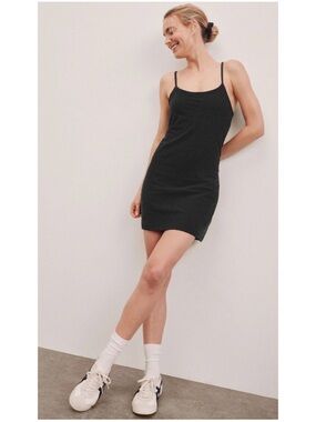 Beyond Yoga Essence Spacedye dress w shorts - Darkest Night black charcoal - M